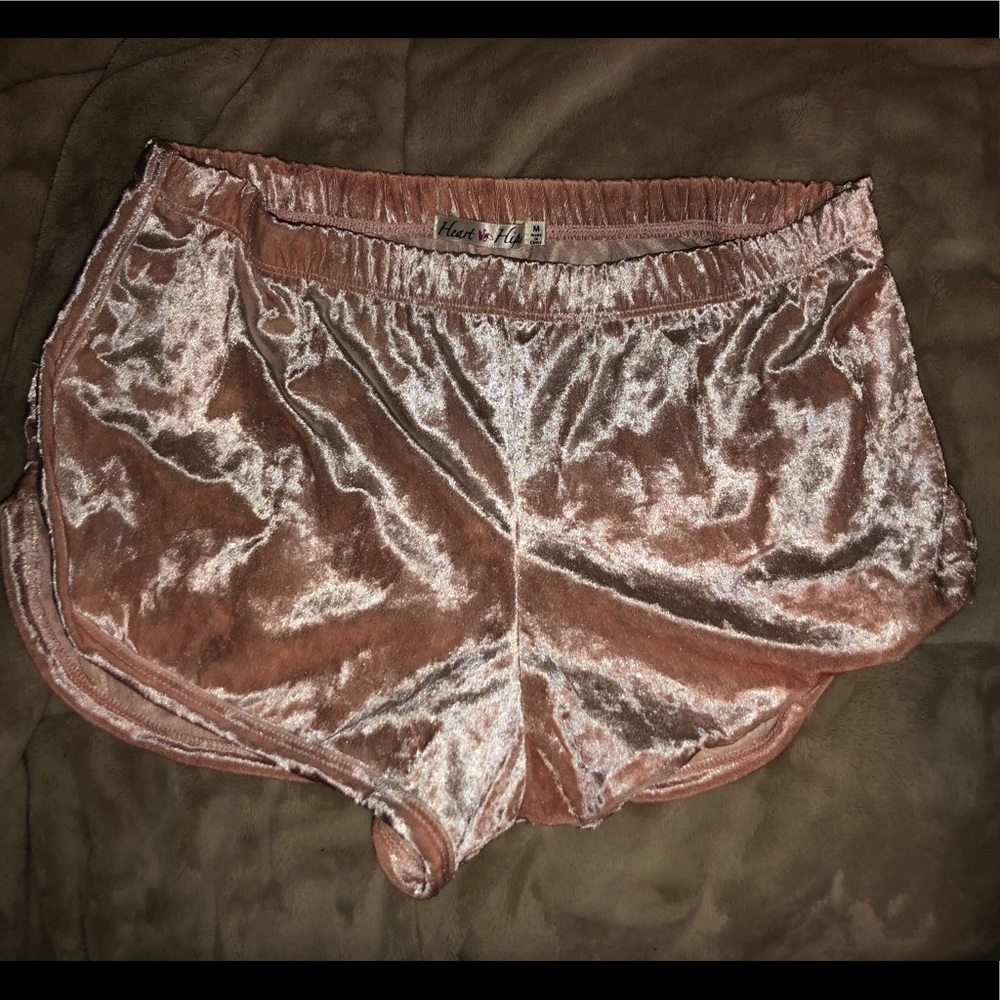 pink velvet shorts